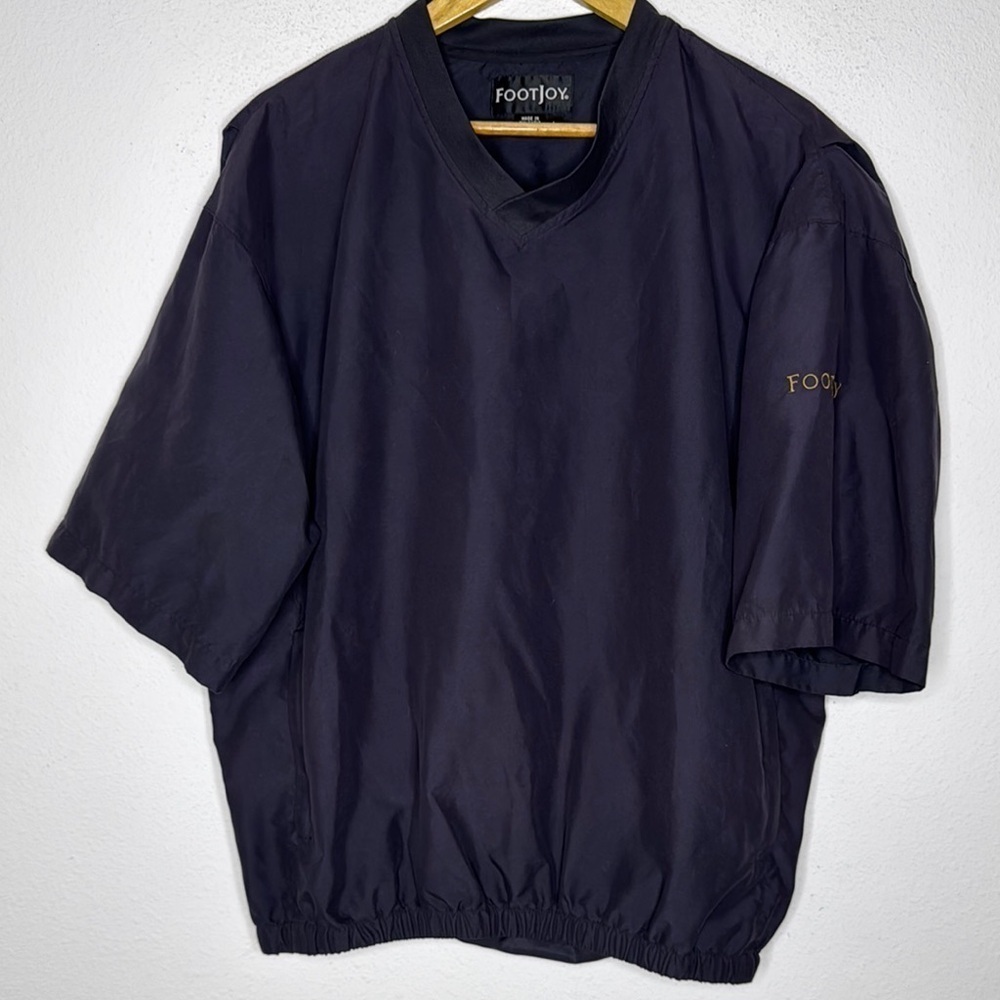 FootJoy Windbreaker Large black Short Sleeve Pullover V-Neck Golf